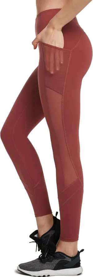 Yvette Leggings for Women with Pockets Butt Lift, High Waisted, Tummy Control, Buttery Soft, Mesh Panel Workout Running