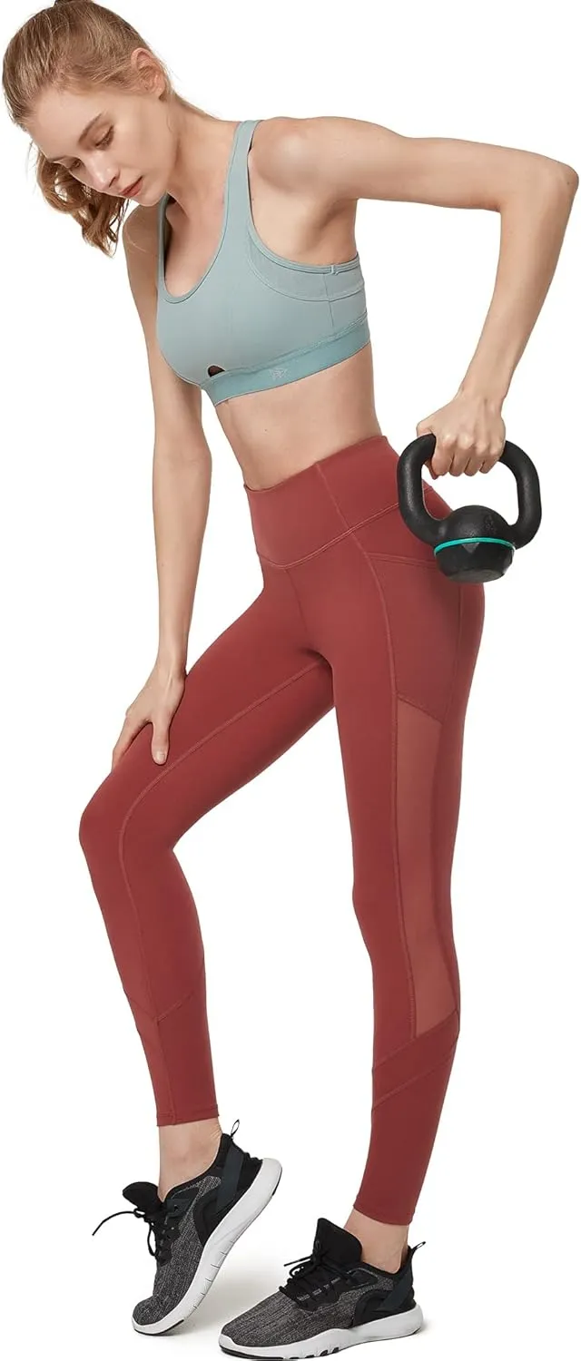 Yvette Leggings for Women with Pockets Butt Lift, High Waisted, Tummy Control, Buttery Soft, Mesh Panel Workout Running