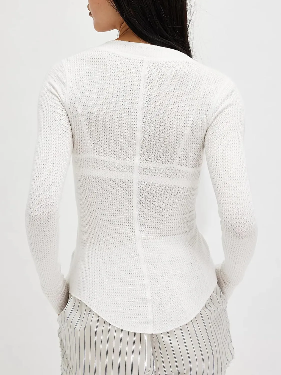 ZAFUL Women's Slim Fitted Cardigan Waffle Knit Long Sleeve Y2K Tops Button Down Shirts
