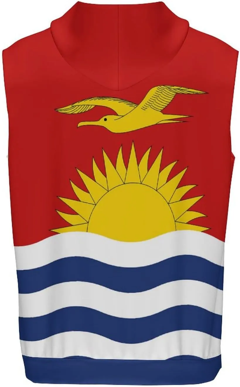 Zakqeik Mens Summer Sleeveless Hooded Tank Top Kiribati Flag T-Shirt for Athletic Exercise Relaxed