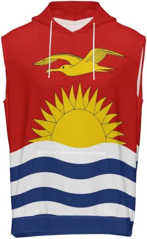 Zakqeik Mens Summer Sleeveless Hooded Tank Top Kiribati Flag T-Shirt for Athletic Exercise Relaxed
