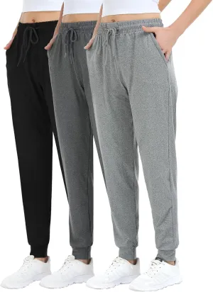 ZENEX 3 Pack Joggers for Women & Women's Sweatpants with Pockets, for Running Yoga Workout Lounge Pants.