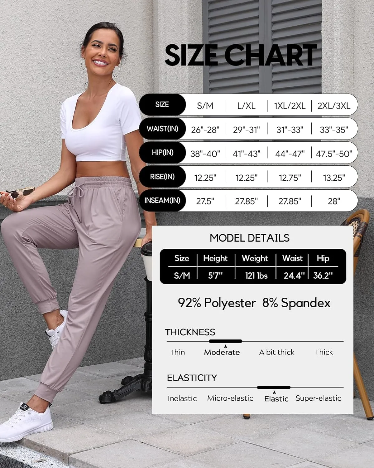 ZENEX 3 Pack Joggers for Women & Women's Sweatpants with Pockets, for Running Yoga Workout Lounge Pants.