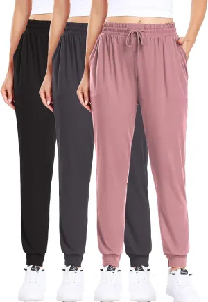 ZENEX 3 Pack Joggers for Women & Women's Sweatpants with Pockets, for Running Yoga Workout Lounge Pants.