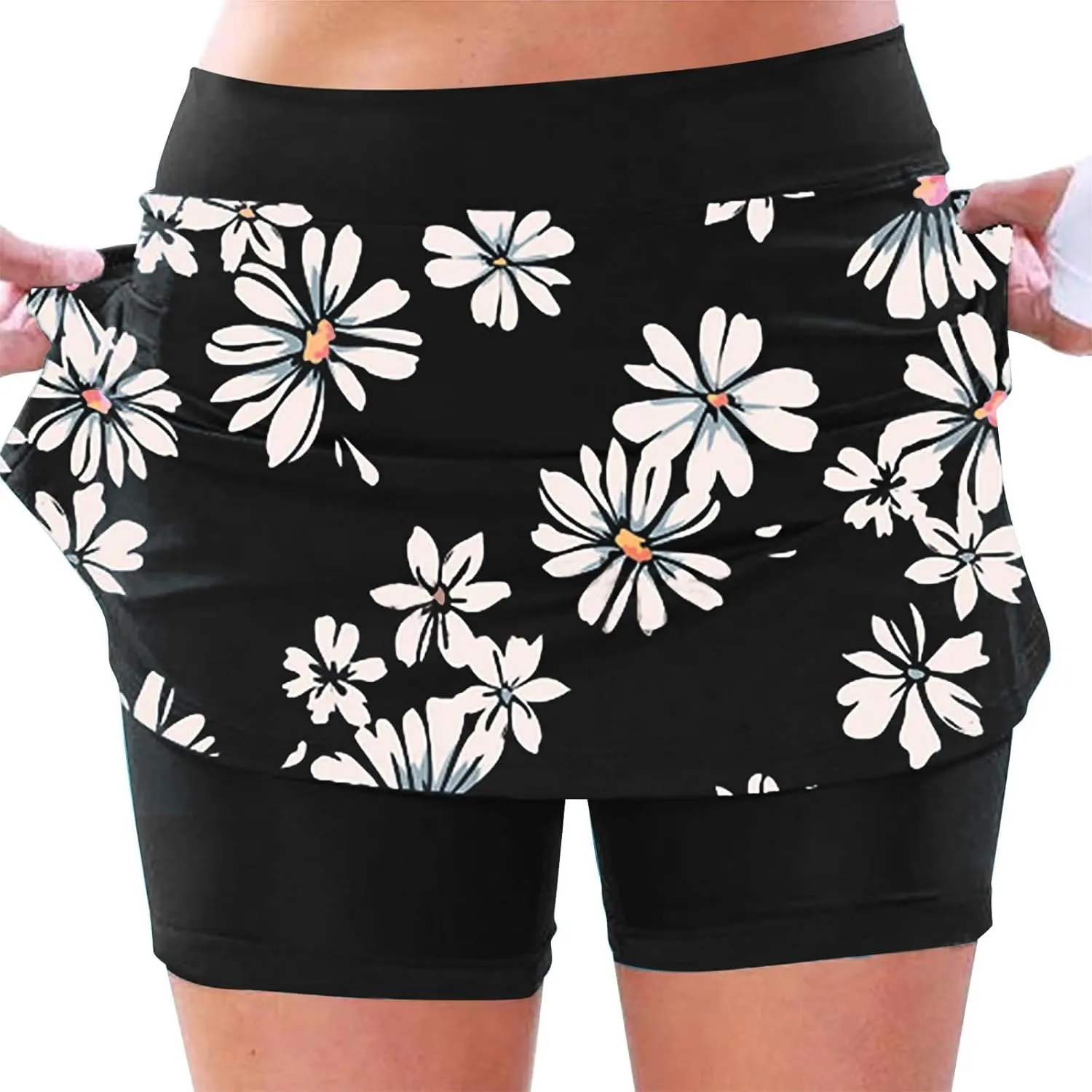 ZYXTIM Tennis Skirt for Women Athletic Skorts with Pockets Plus Size High Waist Tummy Control Stretch Quick Dry Mini Skirt
